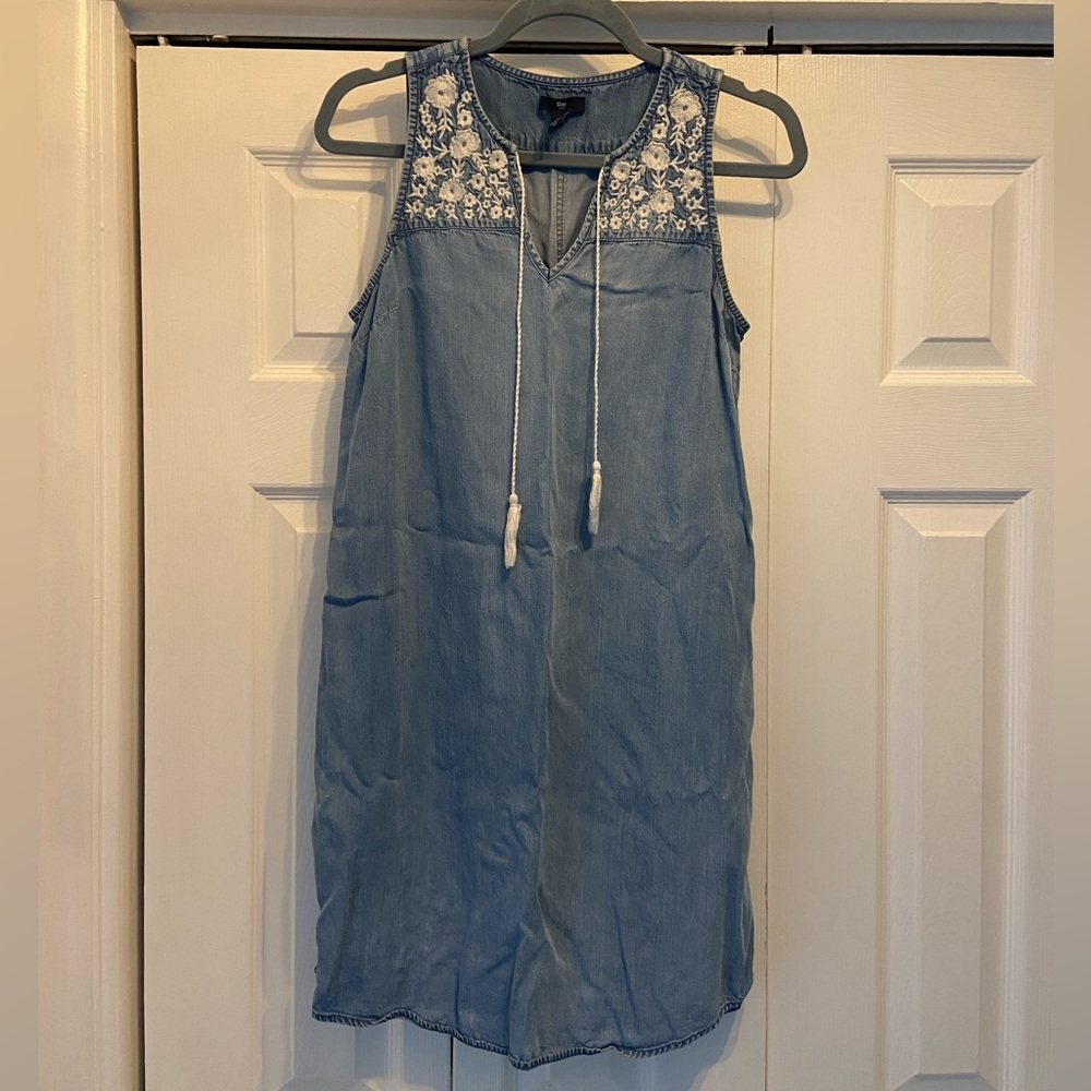 Gap Chambray Embroidered Dress
